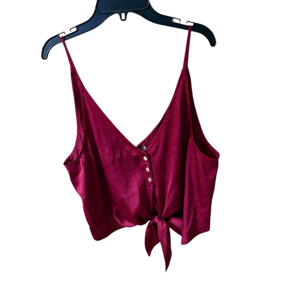 Free People Crop Tie-top with buttons - Medium Gorgeous Burgundy! - Picture 1 of 6